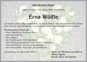 Traueranzeige von Erna Wölfle von Allgäuer Zeitung,Kempten
