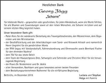 Traueranzeige von Georg Jägg von Memminger Zeitung