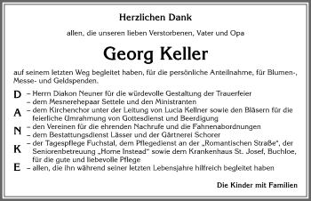 Traueranzeige von Georg Keller von Allgäuer Zeitung, Kaufbeuren/Buchloe