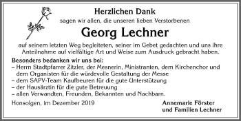 Traueranzeige von Georg Lechner von Allgäuer Zeitung, Kaufbeuren/Buchloe