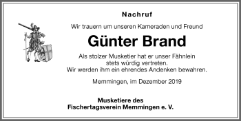 Traueranzeige von Günter Brand von Memminger Zeitung