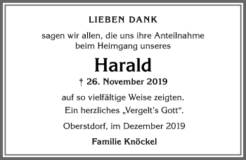 Traueranzeige von Harald Knöckel von Allgäuer Anzeigeblatt