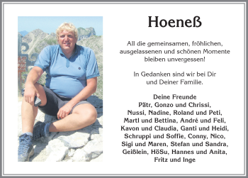 Traueranzeige von Hoeneß  von Allgäuer Anzeigeblatt