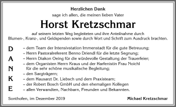 Traueranzeige von Horst Kretzschmar von Allgäuer Anzeigeblatt