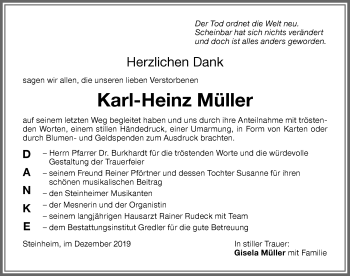 Traueranzeige von Karl-Heinz Müller von Memminger Zeitung