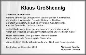 Traueranzeige von Klaus Großhennig von Allgäuer Anzeigeblatt