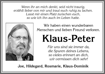 Traueranzeige von Klaus-Peter  von Memminger Zeitung