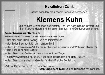 Traueranzeige von Klemens Kuhn von Memminger Zeitung