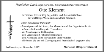 Traueranzeige von Otto Klement von Allgäuer Zeitung, Füssen