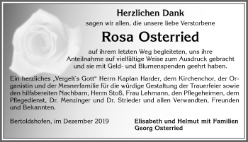 Traueranzeige von Rosa Osterried von Allgäuer Zeitung, Marktoberdorf