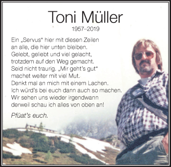 Traueranzeige von Toni Müller von Der Westallgäuer