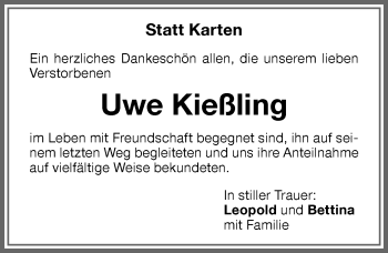 Traueranzeige von Uwe Kießling von Allgäuer Zeitung