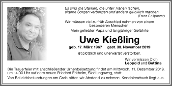 Traueranzeige von Uwe Kießling von Memminger Zeitung