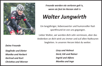 Traueranzeige von Walter Jungwirth von Allgäuer Zeitung,Kempten