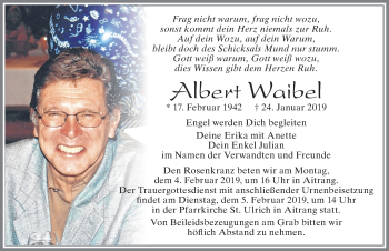 Traueranzeige von Albert Waibel von Allgäuer Zeitung, Marktoberdorf
