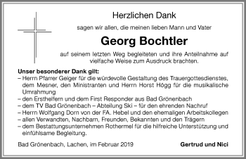 Traueranzeige von Georg Bochtler von Memminger Zeitung