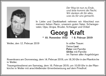 Traueranzeige von Georg Kraft von Allgäuer Zeitung