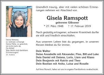 Traueranzeige von Gisela Ramspott von Allgäuer Zeitung,Kempten