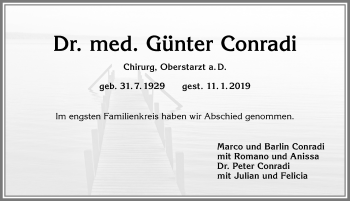 Traueranzeige von Günter Conradi von Allgäuer Zeitung