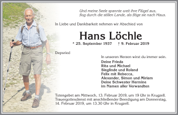 Traueranzeige von Hans Löchle von Allgäuer Zeitung,Kempten