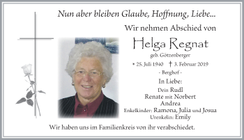 Traueranzeige von Helga Regnat von Allgäuer Zeitung, Füssen