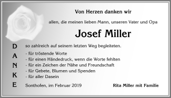 Traueranzeige von Josef Miller von Allgäuer Anzeigeblatt