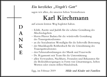 Traueranzeige von Karl Kirchmann von Der Westallgäuer