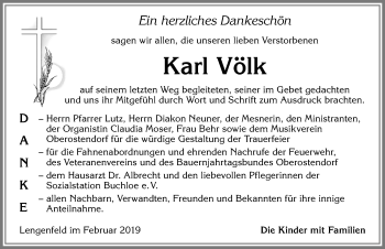 Traueranzeige von Karl Völk von Allgäuer Zeitung, Kaufbeuren/Buchloe