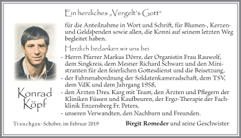 Traueranzeige von Konrad Köpf von Allgäuer Zeitung, Füssen