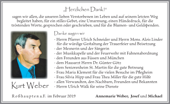 Traueranzeige von Kurt Weber von Allgäuer Zeitung, Füssen