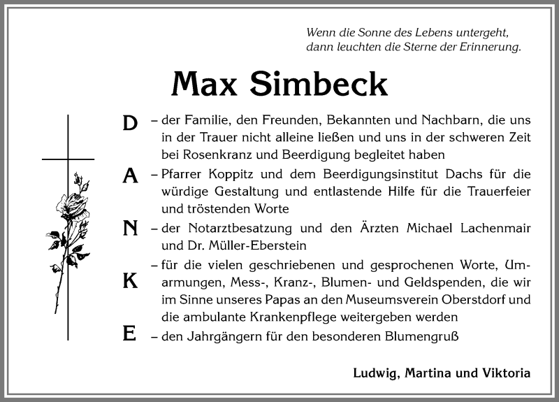  Traueranzeige für Max Simbeck vom 20.02.2019 aus Allgäuer Anzeigeblatt