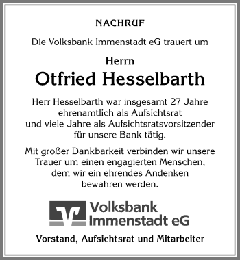 Traueranzeige von Otfried Hesselbarth von Allgäuer Anzeigeblatt