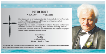 Traueranzeige von Peter Seibt von Allgäuer Zeitung, Kaufbeuren/Buchloe