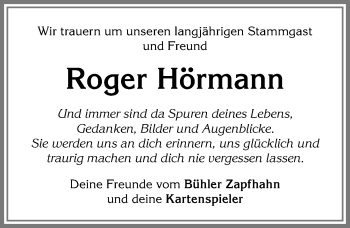 Traueranzeige von Roger Hörmann von Allgäuer Zeitung,Kempten