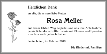 Traueranzeige von Rosa Meiler von Allgäuer Zeitung,Kempten