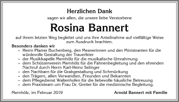 Traueranzeige von Rosina Bannert von Allgäuer Zeitung,Kempten