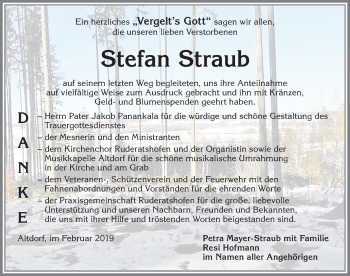 Traueranzeige von Stefan Straub von Allgäuer Zeitung, Marktoberdorf