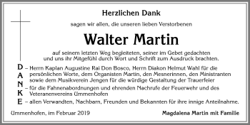 Traueranzeige von Walter Martin von Allgäuer Zeitung, Kaufbeuren/Buchloe
