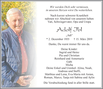 Traueranzeige von Adolf Ibl von Allgäuer Zeitung, Füssen