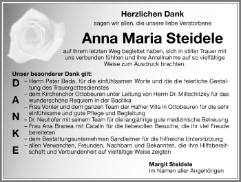 Traueranzeige von Anna Maria Steidele von Memminger Zeitung