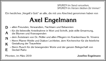 Traueranzeige von Axel Engelmann von Allgäuer Zeitung, Füssen