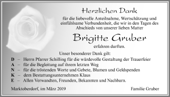Traueranzeige von Brigitte Gruber von Allgäuer Zeitung