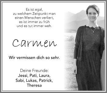 Traueranzeige von Carmen  von Allgäuer Zeitung, Füssen
