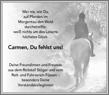 Traueranzeige von Carmen  von Allgäuer Zeitung, Füssen