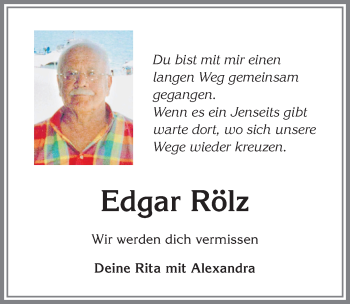 Traueranzeige von Edgar Rölz von Allgäuer Zeitung,Kempten