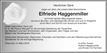 Traueranzeige von Elfriede Haggenmiller von Memminger Zeitung