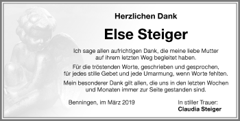 Traueranzeige von Else Steiger von Memminger Zeitung