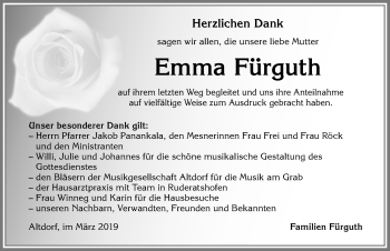 Traueranzeige von Emma Fürguth von Allgäuer Zeitung, Marktoberdorf