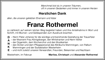 Traueranzeige von Franz Rothermel von Memminger Zeitung