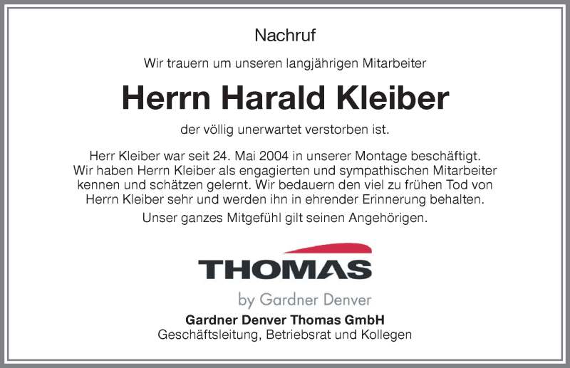  Traueranzeige für Harald Kleiber vom 16.03.2019 aus Memminger Zeitung
